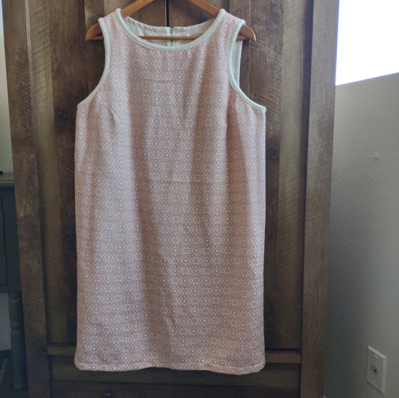 Max Studio  Blush Pink  Ivory  Cotton Short Sleeve Midi Dress - Picture 1 of 7